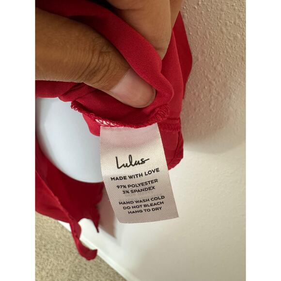 Lulus Red Asymmetrical Wrap Midi Dress Size Small NWT High Low Hem - Picture 9 of 11